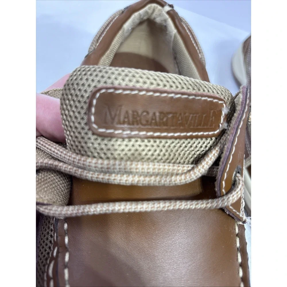 Margaritaville Anchor Men's 9.5 Brown Leather Boat Shoes Casual Nautical Loafers